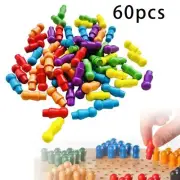 60Pcs Wood Checkers Pieces Playing Interactive Strategy Game Educational