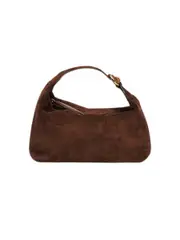 Liffner | Pillow Pouch Micro Bag in Dark Brown Suede | The UNDONE