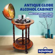Wine Alcohol Drinks Rack Mini Bar Serving Antique Globe Storage Cabinet Trolley