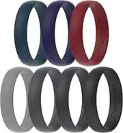 [ThunderFit] Unisex Silicone Wedding Rings, Rubber Engagement Bands, Variety Multipack 1,4,7