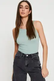 Green Singlet Top Sleeveless Seamless - Size S, Women's Singlet