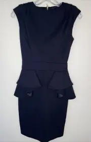 Ted Baker London Ruffled Peplum Sheath Dress Black Sz 0 (US 2) MSRP $245 New!