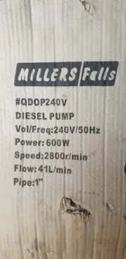 Electric Diesel Fuel Flowmeter Transfer ump - Millers Falls