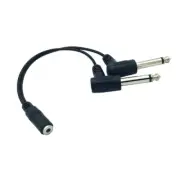 3.5mm 1/8 inch Stereo TRS to 2 Dual 6.35mm Mono Y Splitter Adapter Cable
