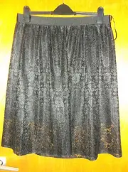 Next Skirt Micro-Pleated Lace Overlay Fully Lined UK 14 L25" Black BNWT