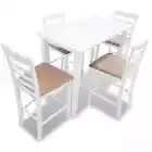 4 PCS Stylish Bar Table & Chairs Kitchen Cafe Furniture With Rubberwood Frame