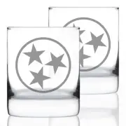 Tennessee Flag - Whiskey Rocks Glasses - Set of 2 - State Themed Drinking Dec...