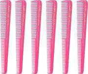 Allegro 450 Tapered Barber Combs - Men's & Women's Pocket Combs, 6 Pcs. (Neon Pink) Made In The USA