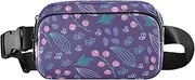 [GuoChe] Trendy Fanny Pack Waist Bag Women Men Adults Rustic Flowers Purple Waterproof Cross Body Bag Belt Pack with Adjustable Strap for Cycling Hiking Gym, Rustic flowers54, 8" x 5.3" x 2.3", Retro