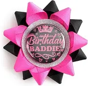 Beryzol BIRTHDAY BADDIE Button, Happy Birthday Button Pins for Teens, Women and Men, Queen Tinplate Badge Pin for Birthday Party Decorations Supplies Gifts Ideas, Plastic, no gemstone