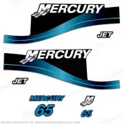 Fits Mercury 65hp Jet Drive Two Stroke Outboard Decal Kit Blue or Red