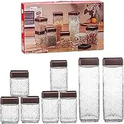 Glass Storage Canister, 8-Piece Set Premium Glass Jars with Airtight Lids, Stackable Design，Clear Food Storage Container Kitchen Pantry Storage Jar for Dry Food & Pantry Organization