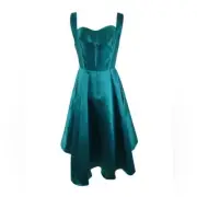 Adrianna Papell Women's Sculpted High-Low Mikado Dress Blue Size 12