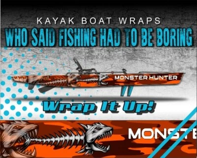 Monster Hunter Fish Inferno Camo 14ft KAYAK VINYL WRAP KIT GRAPHIC DECAL/STICKER