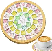Glass Mosaic Kits for Adults | Glass Mosaic Tiles Cup Mats Handmade,Mosaic Crafts Making Kit, Handmade Cup Mats for Home Kitchen Cafe Dining Room