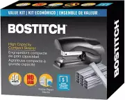 Stapler with Staples Value Pack Set, Heavy Duty Stand up Stapler, Black, 40 Shee