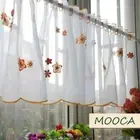 Flower Embroidered Kitchen Curtain Short Curtains for Window Living Room Decor