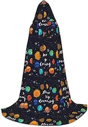 VPPUR Cute Planet Print Unisex Hooded Cloak For Carnival Theme Party Decorations Witch Costume Cosplay