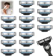 Abiemuce Razor Blades Mach 3, 16 Pieces Mach 3 Blades with 2 Pieces Knife Holder, Mach 3 Razor, Mach3 Razor Blades, Razor Blades for Men, Men's Razor Blades for Mach 3, for Gillette Mach 3