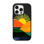 iPhone 16 Pro Impact Case MagSafe Compatible SIMPLE SUNSET 1, MINIMALIST COLORFUL LANDSCAPE MOUNTAINS SUN NATURE ILLUSTRATION By Ebi Emporium