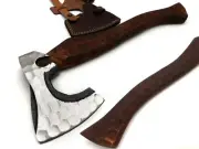 CUSTOM HUNTING TOMAHAWK HATCHET AXE AMERICAN WALNUT WOOD COVER