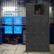 12-Door Big Capacity Safe Steel Locker Storage Cabinet W/Lable Slot For School Lab Gym Garage