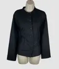 Eileen Fisher Women's Black Organic Cotton Mandarin Collar Jacket Coat Size L