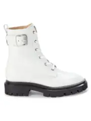 NIB Stuart Weitzman white leather lug sole boots with buckle size 9.5