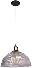CJLWSLCO American Vintage Restaurant Hotel Room Hanging Lamp Personalized Creative Semi-Circular Striped Glass Pendant Light Club Mall Coffee Shop Lighting Fixture Study Room Bedroom Kitchen Island