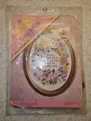 Columbia Minerva Cross Stitch Embroidery Kit 6551 Floral "The First Day" 1974