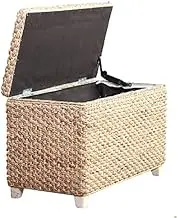 Rustic Ottoman Woven Rattan with Seating Safety Hinges Storage Benches Shoe Changing Stool for Living Room Bedroom Entryway Hallway-Primary Color 80x30x40cm(31x12x16inch)