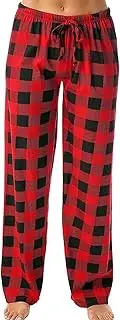 [Generic] Knit Pants Ladies Casual Pants Plaid Printed Pajama Pants Elastic Rope Pants Womens Plus Size Christmas Sleep Pants