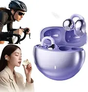 Ear Clip Headphones Bluetooth, Ear Clip on Earbuds, Earclip Earbuds Wireless, Open Ear Headphone Air Conduction Wireless Bluetooth Earphones, Waterproof Fitness Headphones for Exercise (Purple)