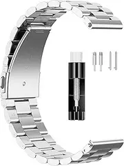 Classic Stainless Steel Metal Band for Amazfit GTR 4 3 Pro/GTR 4 3 2 2E/GTR 47mm Smart Watch Bracelet with Adjustment Tool for Huawei GT 3 46mm/GT 3 2 Pro/GT 2e/GT 46mm/Watch 3/Stratos 3 2 Pace