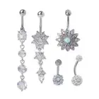 5x CZ Stone Navel Rings Piercing for Women for Dangle Belly Button Ring