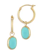Bloomingdale's Fine Collection Turquoise Dangle Hoop Earrings in 14K Yellow Gold