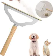 Hold a star V2.0 Large Carpet Rake Pet Hair Remover,Metal Dog Brush,Rugs Couch Furniture Stairs Fabric Shaver,Wood Handle+Silver Rack