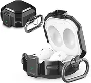 NUCNOK Case for Samsung Galaxy Buds 2 Pro/Buds 2/Buds Live/Buds Pro,Soft Silicone Shockproof Protective Cover with Carabiner,Front LED Visible,Waterproof,Black