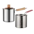 3L Small Deep Fryer Pot with Mesh Basket Stainless Steel Tempura Frying Pot