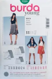 BURDA Sewing Pattern 7229 | Misses Gathered Skirts 3 Styles | Sizes 6 - 18 NEW