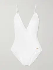 [Chloé] Chloé - Ruffled Broderie Anglaise Swimsuit - White - FR 42 FR 42 White