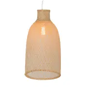 New Oriental Cone Modern Oriental Wooden Hand-Woven Bamboo Pendant Lamp Light - Natural