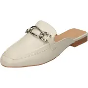 Off White Slip On Mules Sliders Flat Shoes Closed Toe Loafer Comfy House Slipper