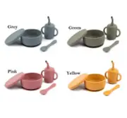 Silicone Suction Baby Feeding Set 3pc Toddler Bowl 120ml Sippy Cup Weaning Spoon