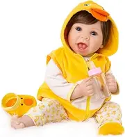 Aori Realistic 22in Reborn Baby Doll in Ducky Outfit, Yellow, 22'' (24325)