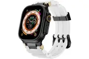 Apple Watch 49mm 46mm 45mm 44mm 42mm Dive Silicone Band Luxury Replacement Strap (B-White)