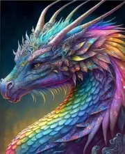 Diamond Painting Kits for Adults, Round Drills "Mythical Dragon in Purple"