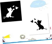 Ciieeo 4Pcs Flapping Cat Car Sticker Cute Cartoon Scratch Cover Decals for Auto Body Durable Pet Material Reflective Design for Car Owners Black White