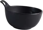 BRIGHTFUFU 1pc Black Ceramic Salad Bowl Versatile Dessert Serving Bowl for Home Restaurant Elegant Tableware for Parties and Daily Use Design