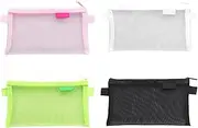 4Pack Mesh Zipper Pouch, Mesh Pencil Case,Zipper Pouch,Mesh Pouch for The Management of School Stationery Etc
